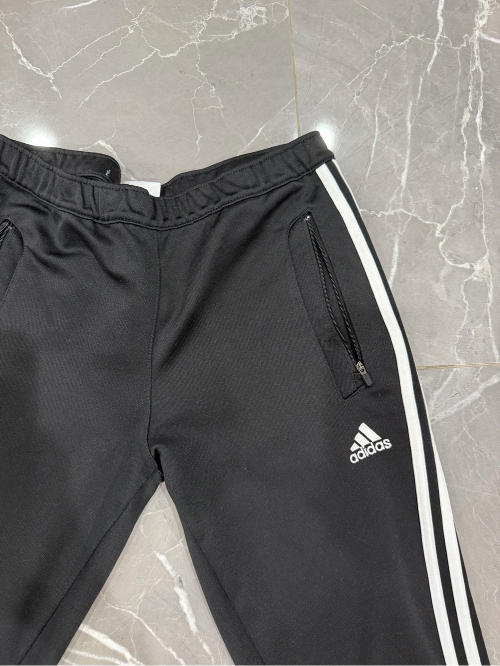 adidas Black Jogger Pants with White Side Stripes - Picture 3 of 5